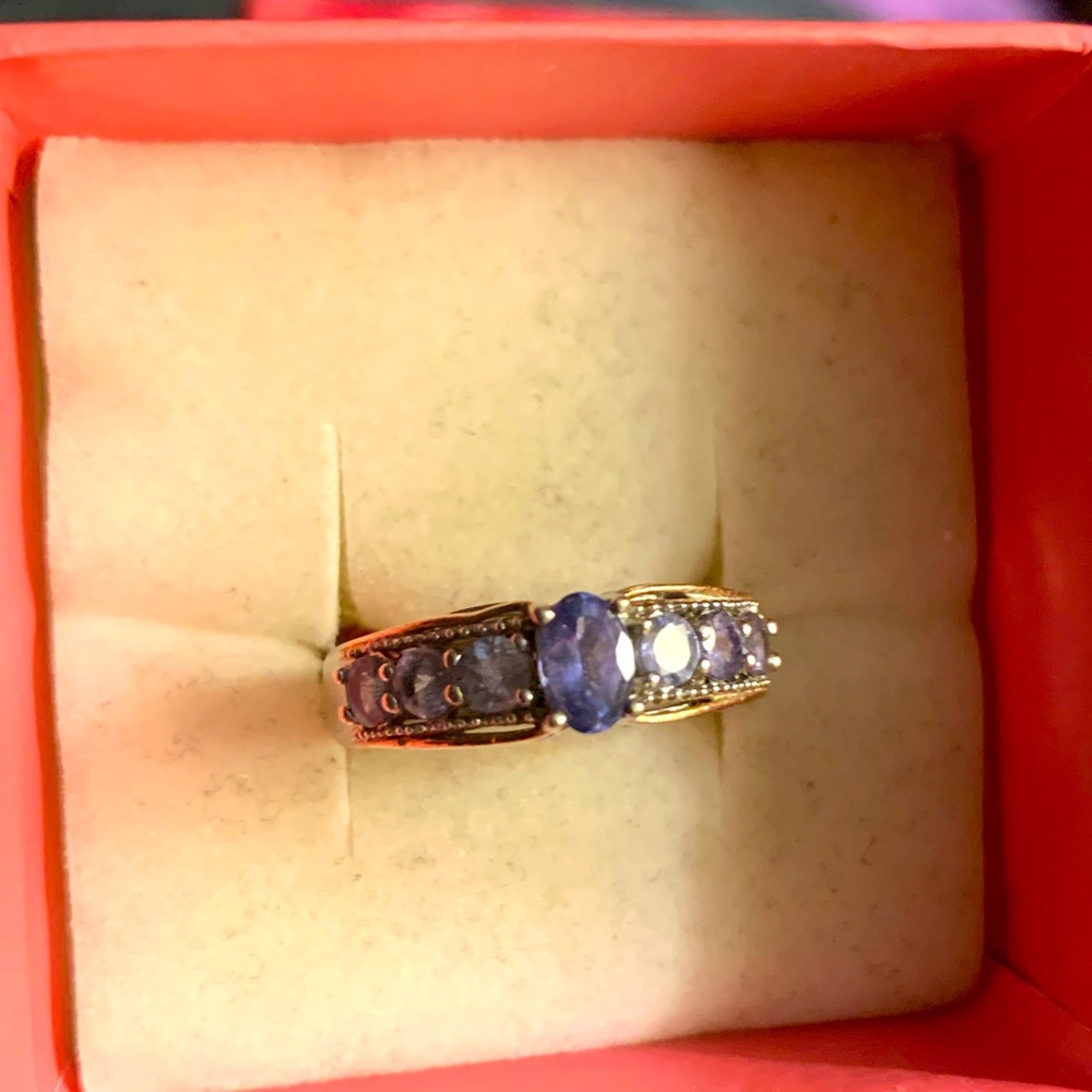 Genuine Tanzanite sterling silver ring 1 ctw